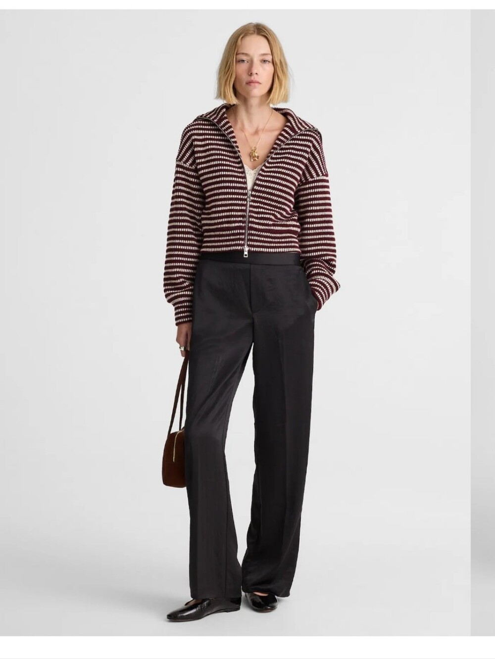 Madewell The Easy Pull-On Pant in Satin NY241 Size M NWT Jet Black